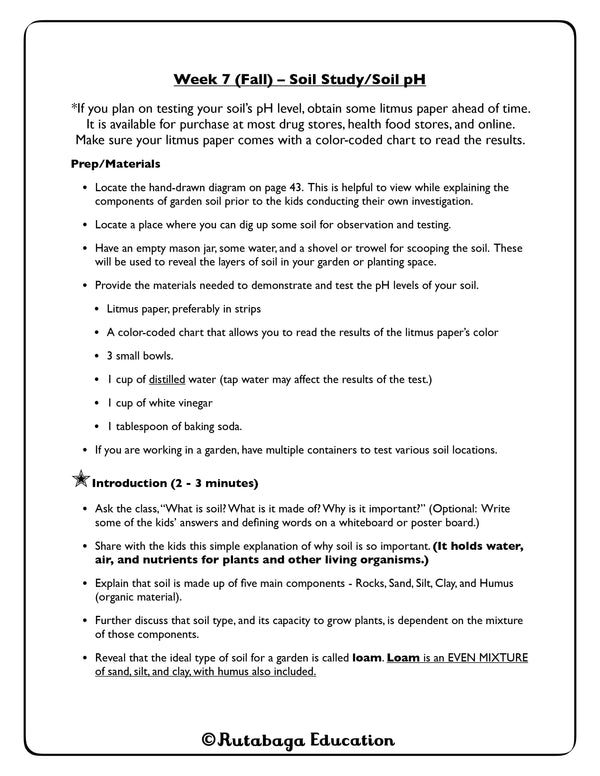 The first page of a lesson titled, "Soil Study/Soil pH."