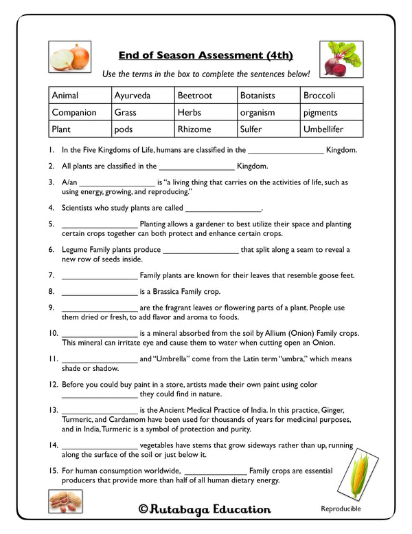 A page within the book that shows the End of the Season Assessment.