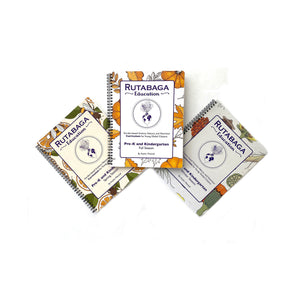 The three Rutabaga Education books for Pre-K and Kinder Grades pictured on a white background.