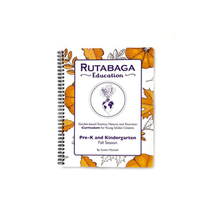 The Rutabaga Education Curriculum Fall book for Pre-K and Kinder Grades pictured on a white background.