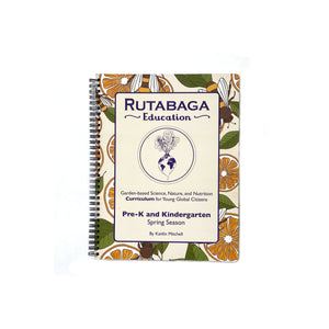 The Rutabaga Education Curriculum Spring book for Pre-K and Kinder Grades pictured on a white background.