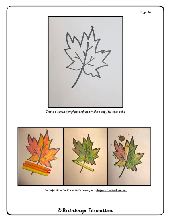 Images that show an art activity you can do that helps to teach why Autumn leaves change color.