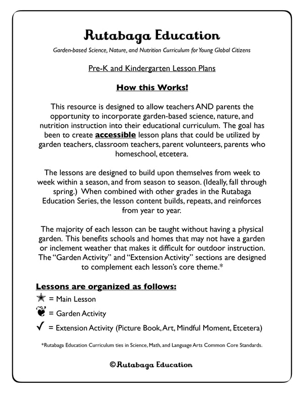 A page that describes how the lessons are organized.