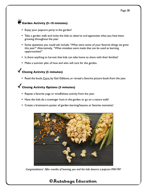 Some text and then a photo that shows popcorn kernels and some popped popcorn.