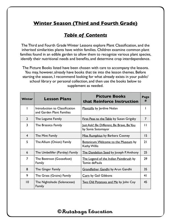 The table of contents for the book.