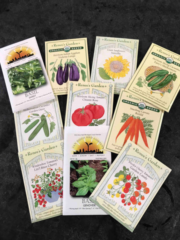 A collection of seed packets.